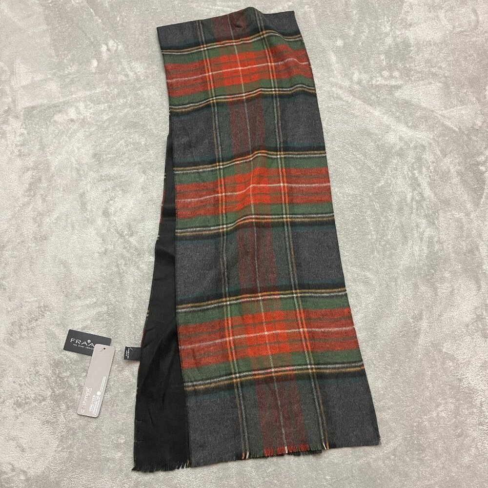 V. Fraas Cashmink Oversized Plaid Check Rust Olive Oversized Scarf  See pics for